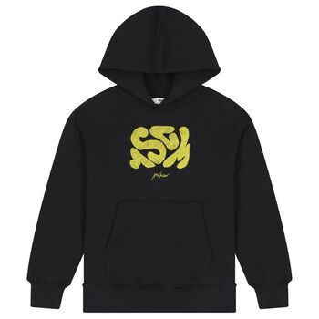 Boys Black Logo Hooded Top