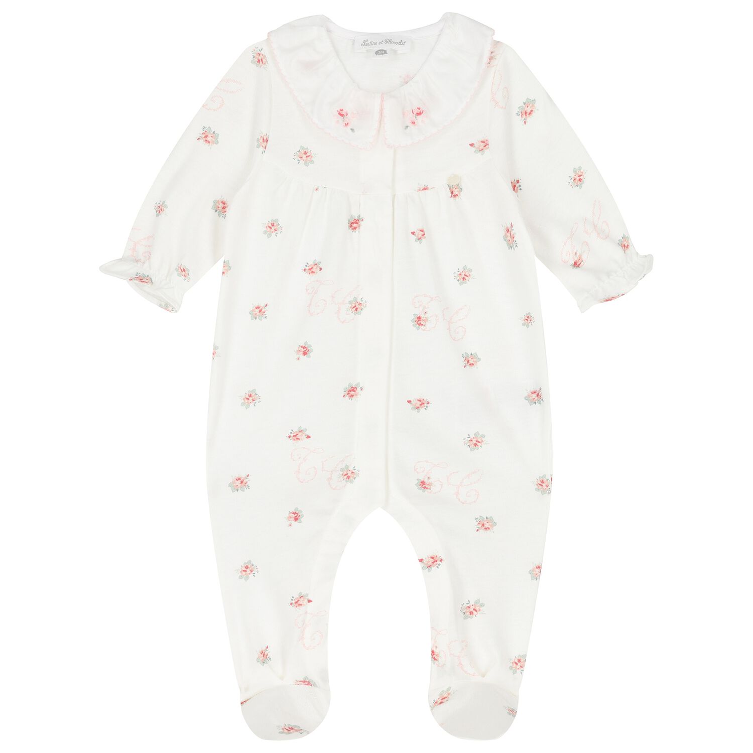 Baby Girls Ivory Floral Babygrow, 1, hi-res