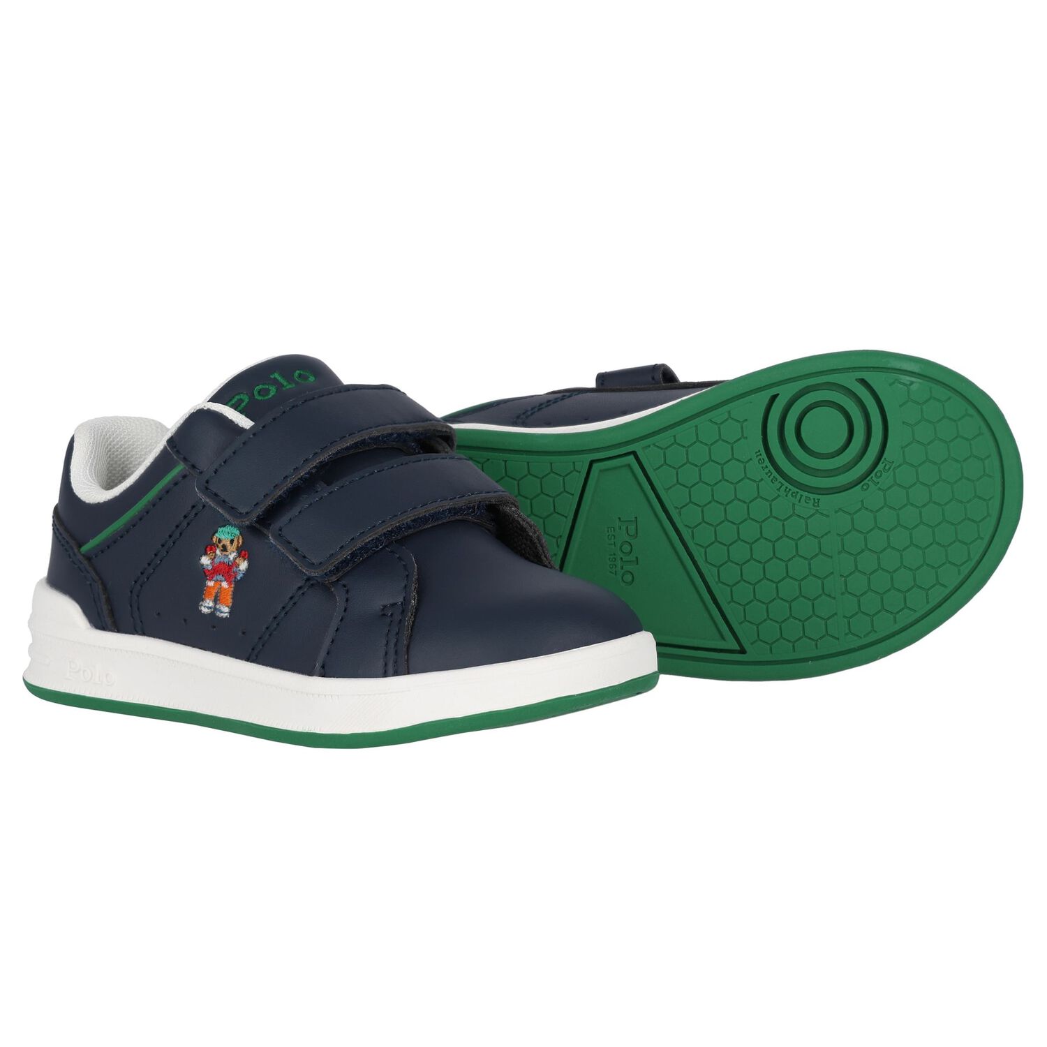 Boys Navy Blue Logo Trainers, 1, hi-res