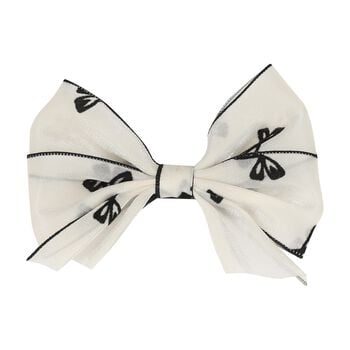 Girls White & Navy Blue Bow Hairclip