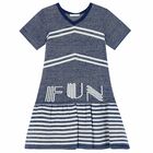 Girls Blue & Silver Knitted Dress, 1, hi-res