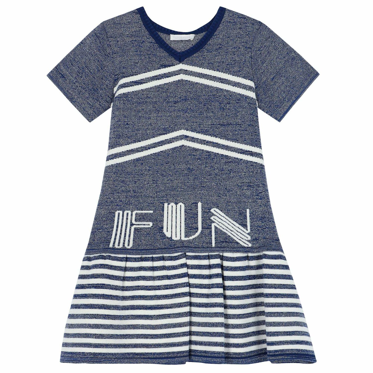 Girls Blue & Silver Knitted Dress, 1, hi-res image number null