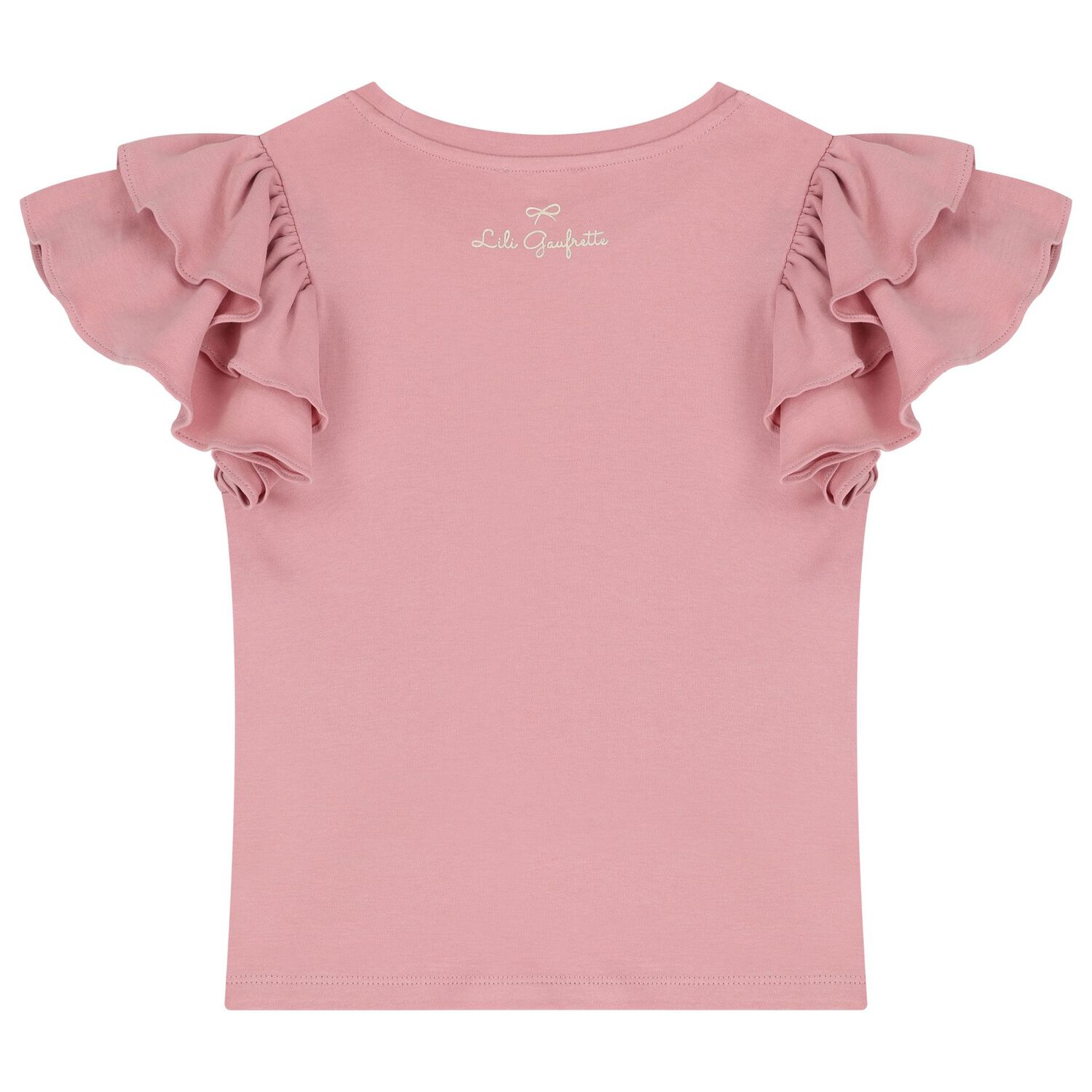 Girls Pink Logo Ruffled Top, 1, hi-res image number null