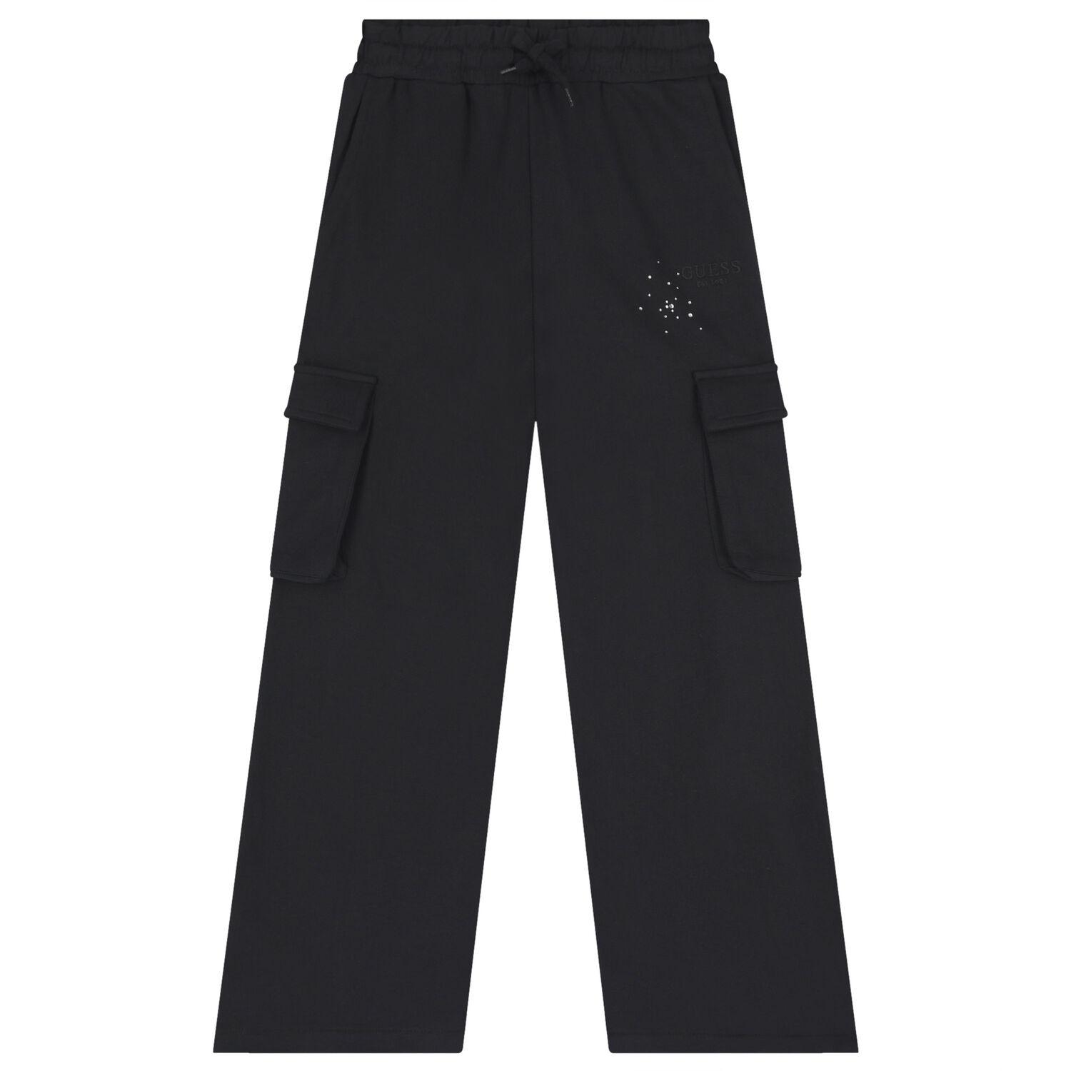 Girls Black Logo Trousers, 1, hi-res