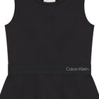 Girls Black Logo Dress, 1, hi-res