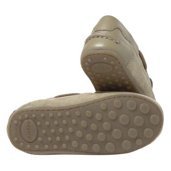 Younger Boys Beige Suede Leather Moccasins