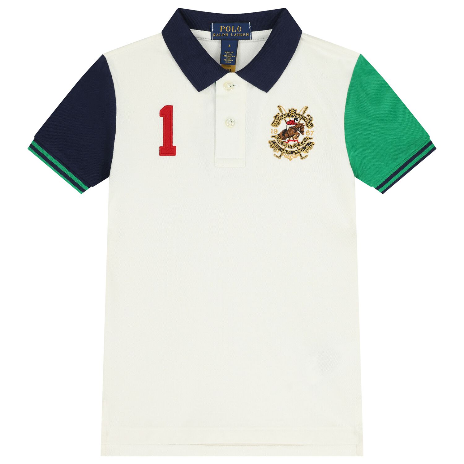 Boys Ivory Crest Logo Polo Shirt, 1, hi-res