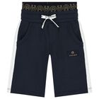 Younger Boys Navy Blue Logo Shorts, 1, hi-res