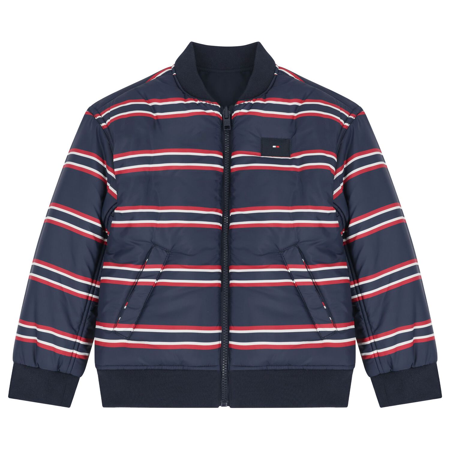 Boys Navy Blue Reversible Puffer Jacket, 1, hi-res