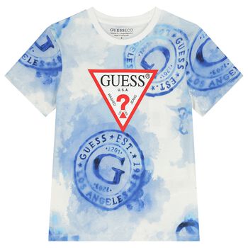 Boys White & Blue Logo T-Shirt
