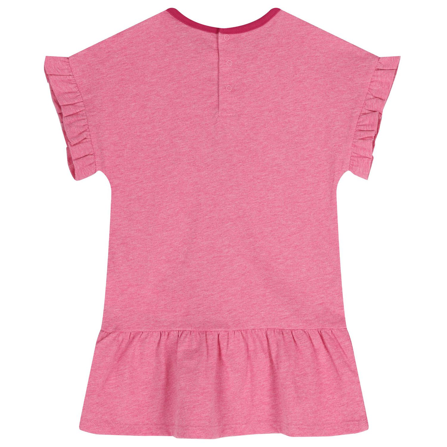 Younger Girls Pink Logo Ruffle Dress , 1, hi-res