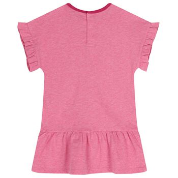 Younger Girls Pink Logo Ruffle Dress 
