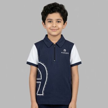 Boys Navy Blue Logo Polo Shirt