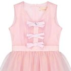 Girls Pink Bow Tulle Dress, 1, hi-res