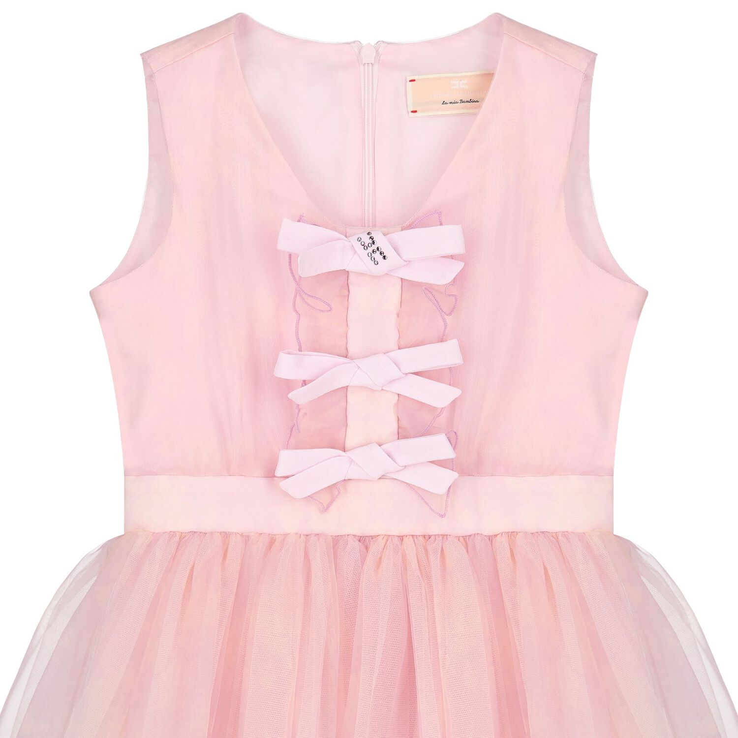 Girls Pink Bow Tulle Dress, 1, hi-res image number null