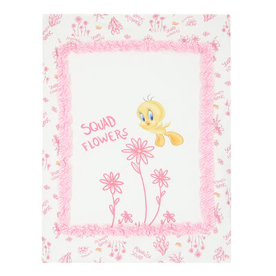 Baby Girls White & Pink Tweety Bird Blanket
