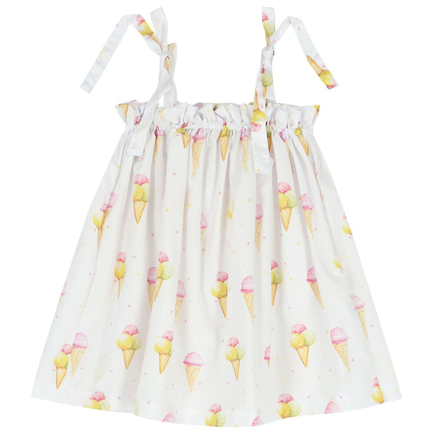 Girls White Ice Creams Beach Dress, 3, hi-res