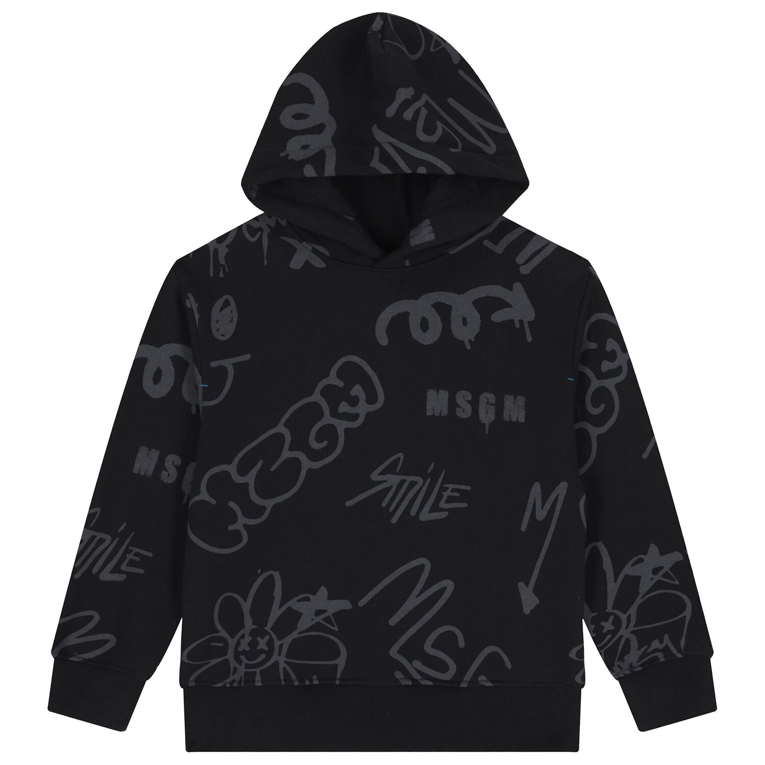 Boys Black Logo Hooded Top, 2, hi-res image number null