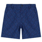 Boys Navy Blue Logo Shorts, 1, hi-res