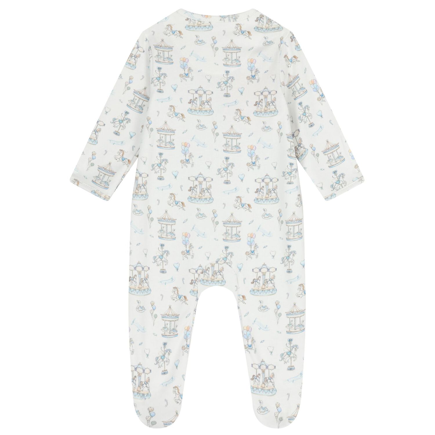 Baby Boys White & Blue Carousel Babygrow, 1, hi-res