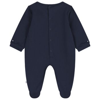 Baby Boys Navy Blue Logo Babygrow