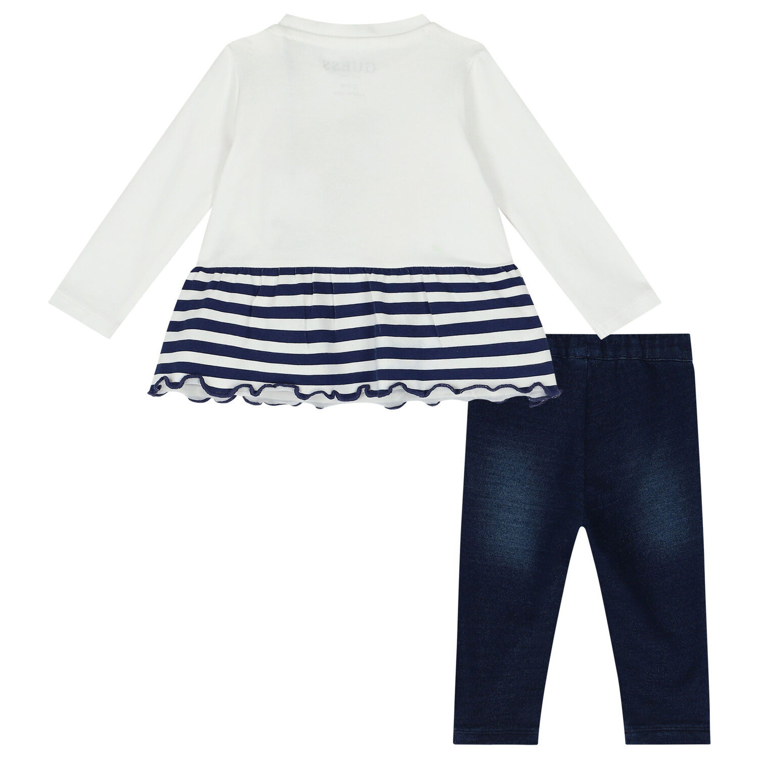 Baby Girls White & Blue Trousers Set, 1, hi-res