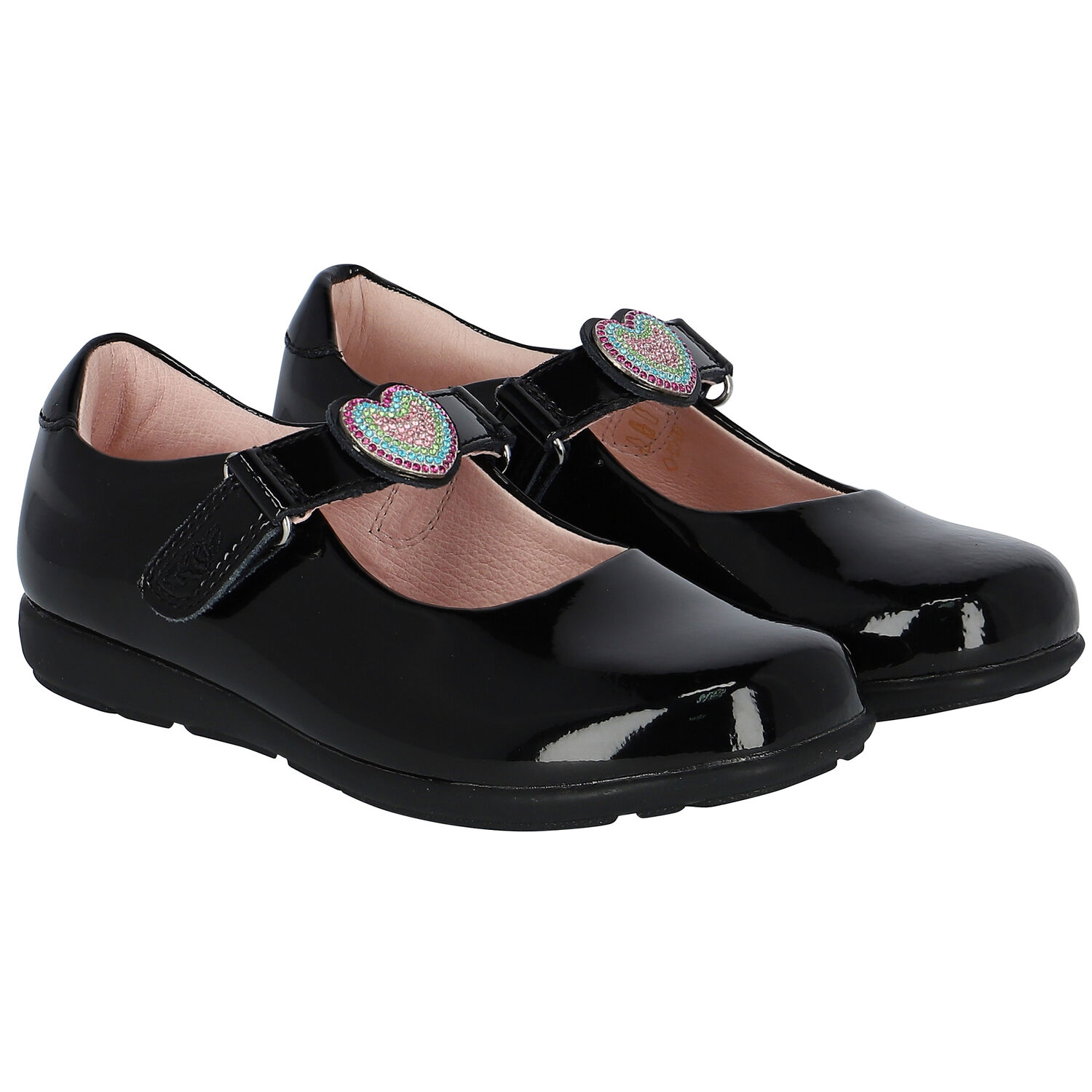 Girls Black Patent Leather Shoes, 1, hi-res