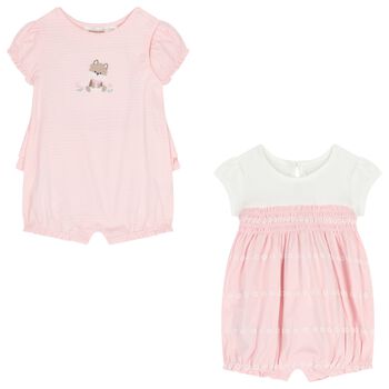 Baby Girls Pink Rompers ( 2-Pack )