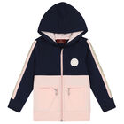 Girls Pink & Navy Logo Tracksuit, 1, hi-res