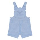 Baby Boys White & Blue Cotton Dungaree Set, 1, hi-res