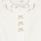 Baby Girls Ivory Bow Velour Babygrow, 1, hi-res