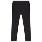 Girls Black Logo Softskin Leggings, 2, hi-res