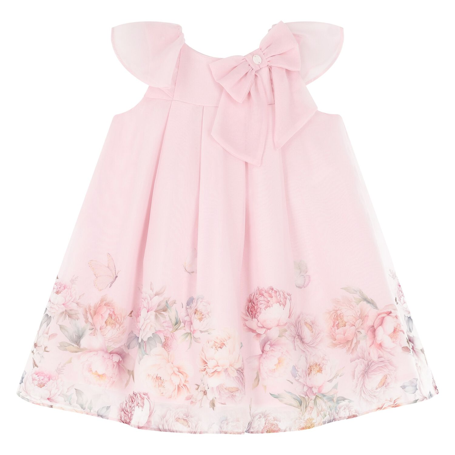 Younger Girls Pink Floral Dress, 1, hi-res