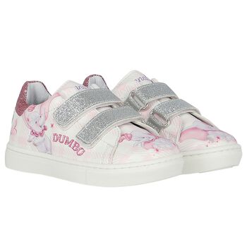 Girls Pink & White Disney Trainers