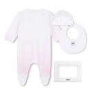 Baby Girls White & Pink Logo Babygrow Gift Set, 1, hi-res