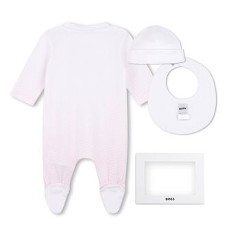 Baby Girls White & Pink Logo Babygrow Gift Set
