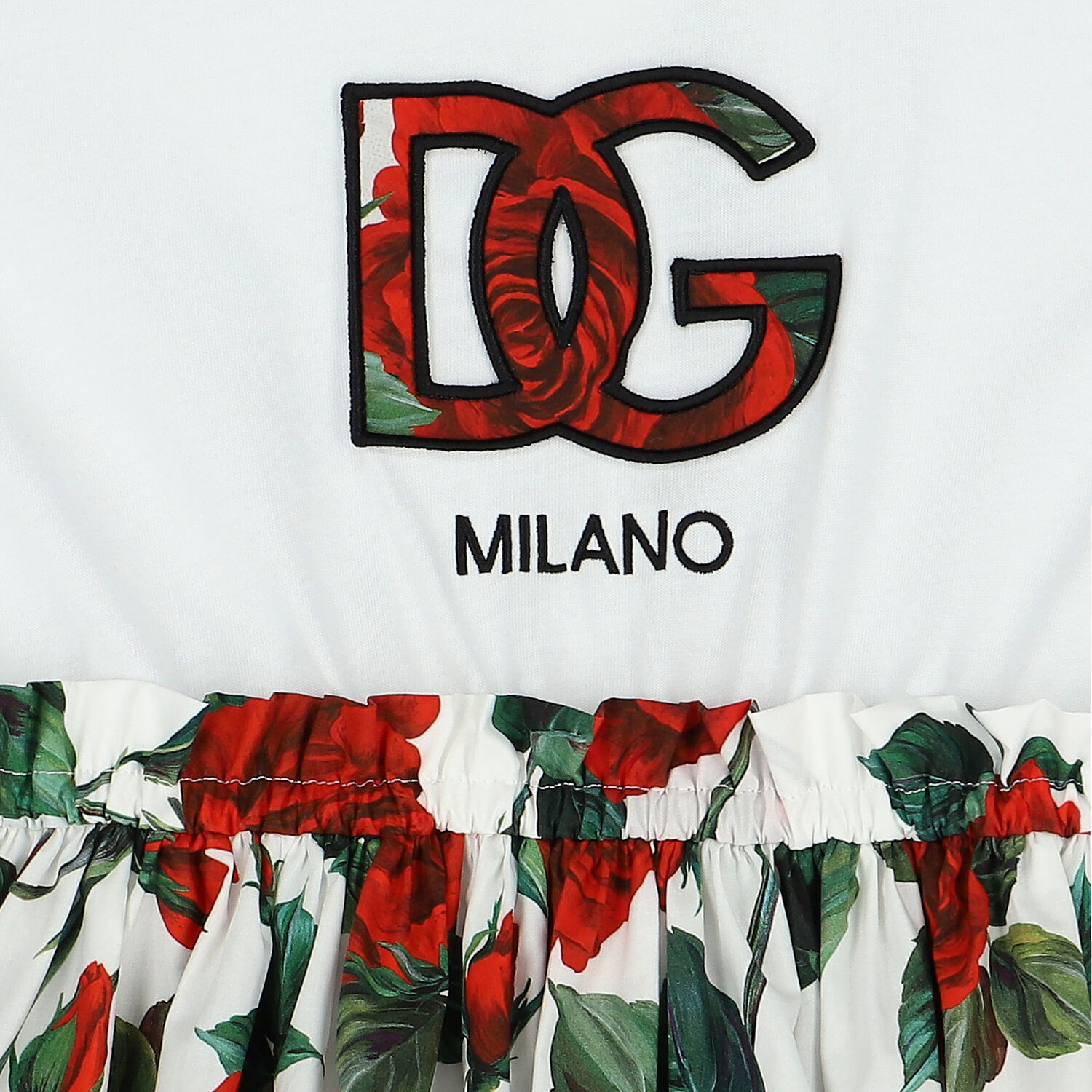 Girls White & Red Rose Dress, 1, hi-res