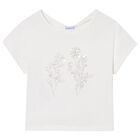 Girls White Embellished T-Shirt, 1, hi-res