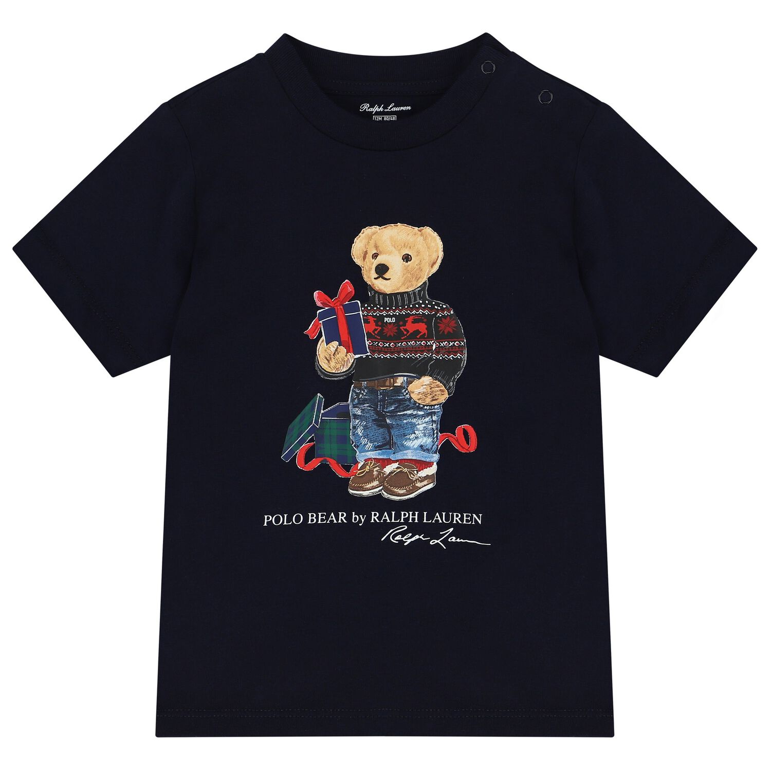 Baby Boys Navy Blue Polo Bear T-Shirt, 1, hi-res