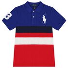 Boys Red & Blue Logo Polo Shirt, 1, hi-res