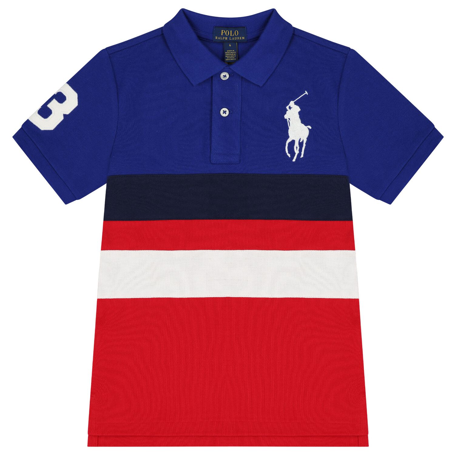 Boys Red & Blue Logo Polo Shirt, 1, hi-res