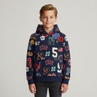 Boys Navy Logo Hooded Top, 1, hi-res