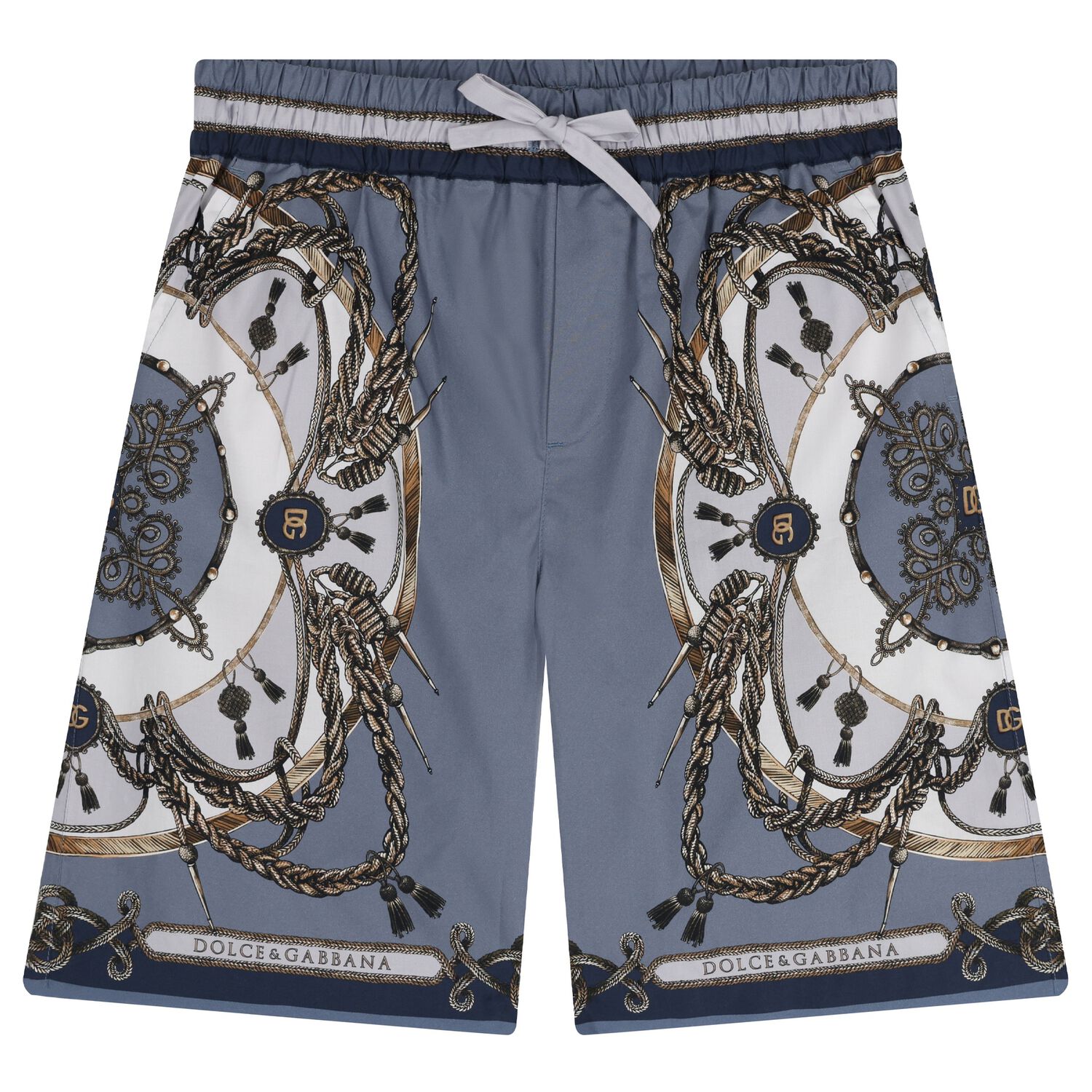 Boys Blue & Grey Logo Shorts, 1, hi-res