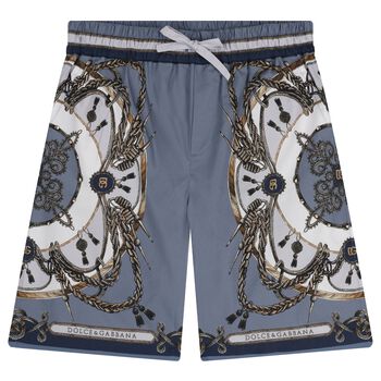 Boys Blue & Grey Logo Shorts