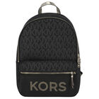 Girls Black & Gold Logo Backpack, 1, hi-res