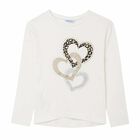 Girls Ivory Hearts Long Sleeve Top, 1, hi-res