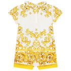 Baby Girls White & Yellow Majolica Romper, 1, hi-res