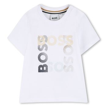 Younger Boys White Logo T-Shirt