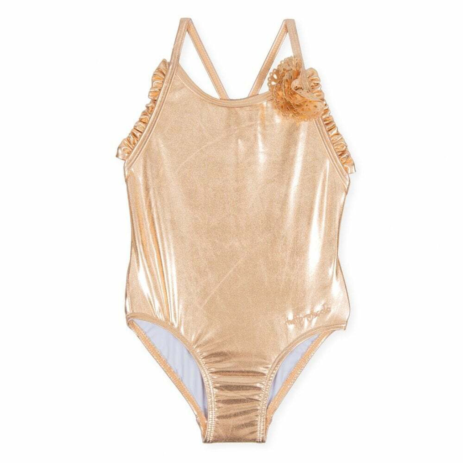 Girls Gold Metalic Swimsuit, 1, hi-res