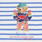 Boys Blue Striped Cotton Polo Bear T-Shirt, 1, hi-res